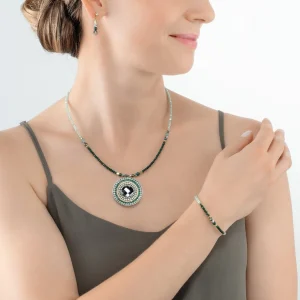 COEUR DE LION Armband Amulett Glamouröses Grüngold- Echter Stein