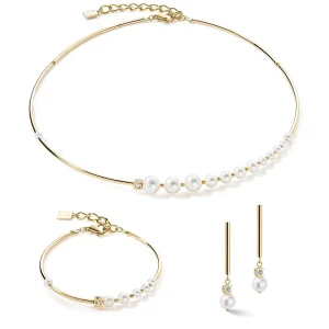 COEUR DE LION Armband Asymmetrie Süßwasserperlen & Edelstahl Weißgold- Hochzeit