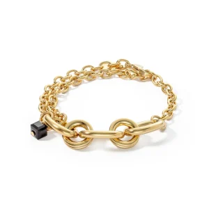 COEUR DE LION Armband Chunky Chain Gold-Schwarz- Kristallarmbänder