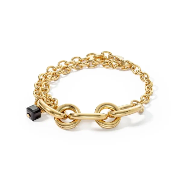 COEUR DE LION Armband Chunky Chain Gold-Schwarz- Festliche Kollektion