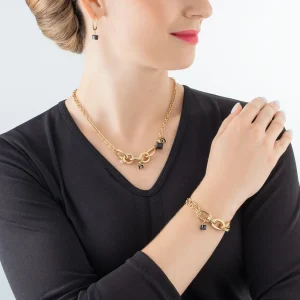 COEUR DE LION Armband Chunky Chain Gold-Schwarz- Kristallarmbänder