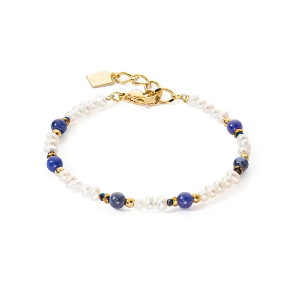 COEUR DE LION Armband Flow Süßwasserperlen & Sodalithgold- Perlenarmbänder