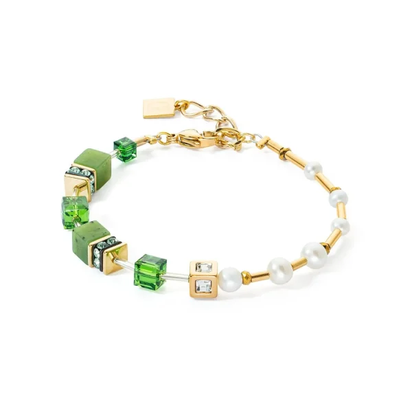 COEUR DE LION Armband Geocube® Fusion Precious Pearl Mix Gold-Grün- Perlenarmbänder