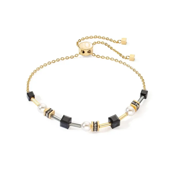 COEUR DE LION Armband Mysterious Cubes & Pearls Gold-Schwarz- Geocube® Armbänder