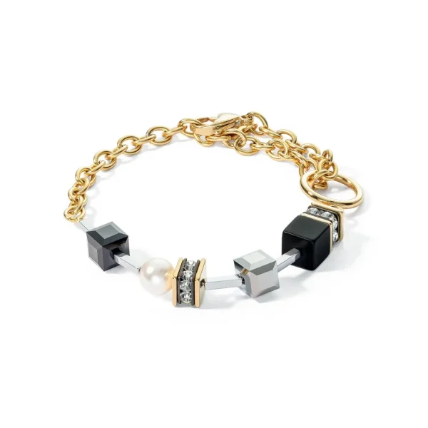 COEUR DE LION Armband Mysterious Mix Gold-Schwarz- Echter Stein