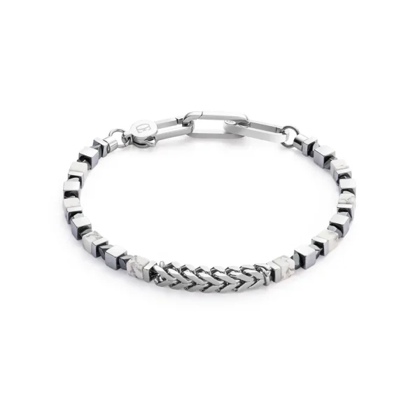 COEUR DE LION Armband Precious Cubes & Chain Weiß-Silber- Edelsteinarmbänder