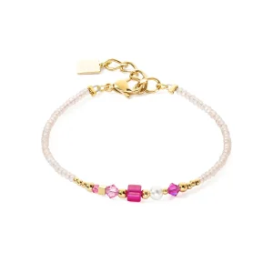 COEUR DE LION Armband Quadratische Streifen Gold-Magenta- Mix&And&Match-Armbänder