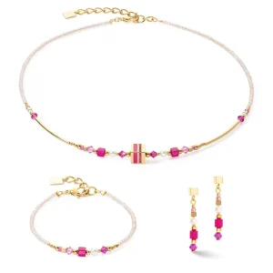 COEUR DE LION Armband Quadratische Streifen Gold-Magenta- Mix&And&Match-Armbänder