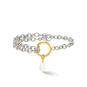 COEUR DE LION Armband Y & Ovale Süßwasserperlen mit O-Ring Bicolor- Hochzeit