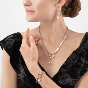 COEUR DE LION Armband Y & Ovale Süßwasserperlen mit O-Ring Bicolor- Hochzeit