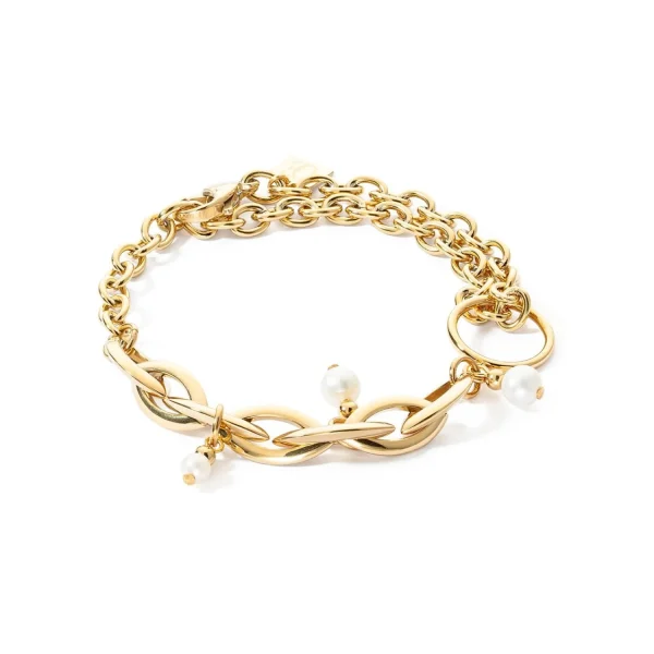 COEUR DE LION Armband Y Navette Süßwasserperlen Gold- Mix&And&Match-Armbänder