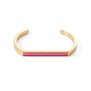 COEUR DE LION Armreif mit quadratischen Streifen, Gold-Rosa- Armreifen