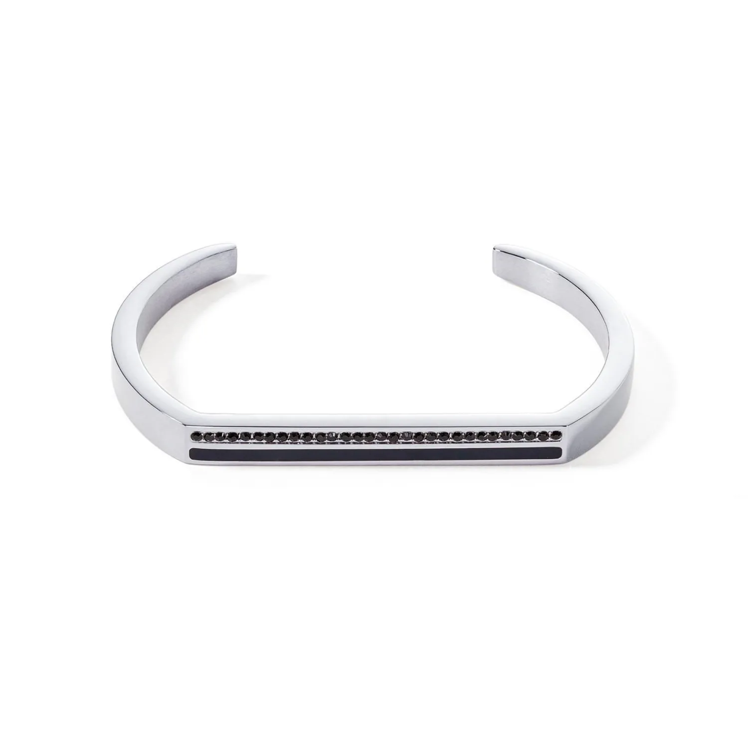 armreif_mit_quadratischen_0-9.webp COEUR DE LION Armreif mit quadratischen Streifen, silber-schwarz- Kristallarmbänder