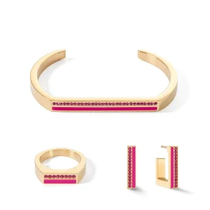 COEUR DE LION Armreif mit quadratischen Streifen, Gold-Rosa- Armreifen