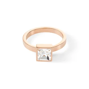 COEUR DE LION Brillanter quadratischer großer Ring aus Roségold-Kristall- Kristallringe