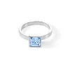 COEUR DE LION Brillanter quadratischer großer Ring Silber Hellblau- Mix&And&Match-Ringe