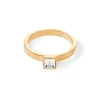 COEUR DE LION Brillanter quadratischer kleiner Ring aus Goldkristall- Coeur Essentials