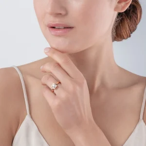 COEUR DE LION Brillanter quadratischer großer Ring aus Roségold-Kristall- Coeur Essentials