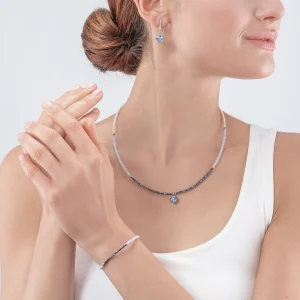 COEUR DE LION Brillantes quadratisches Armband Silber Hellblau- Kristallarmbänder