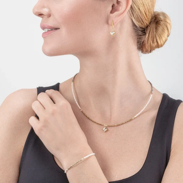 COEUR DE LION Brillantes quadratisches Armband Gold-Kristall- Hochzeit