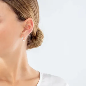 COEUR DE LION Creolen aus 15 Edelstahl und Kristallen, Roségold-Kristall- Ohrstecker