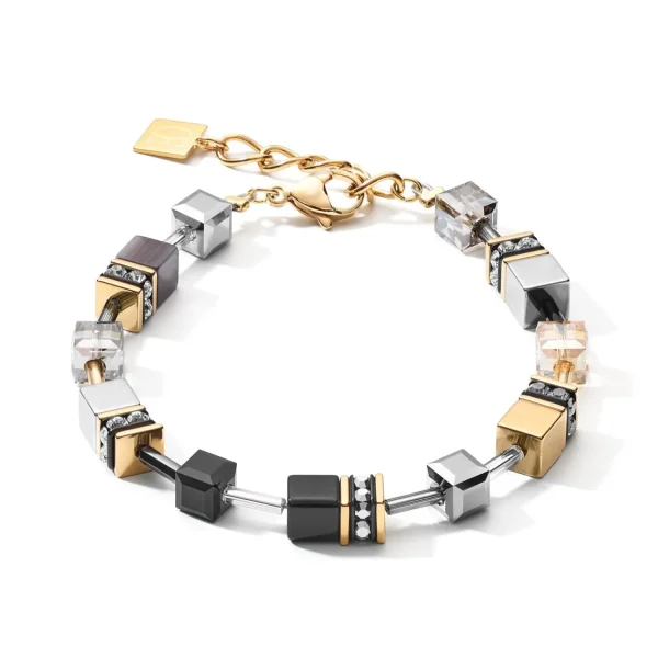 COEUR DE LION Geocube® Armband Grau-Gold- Geocube® Armbänder