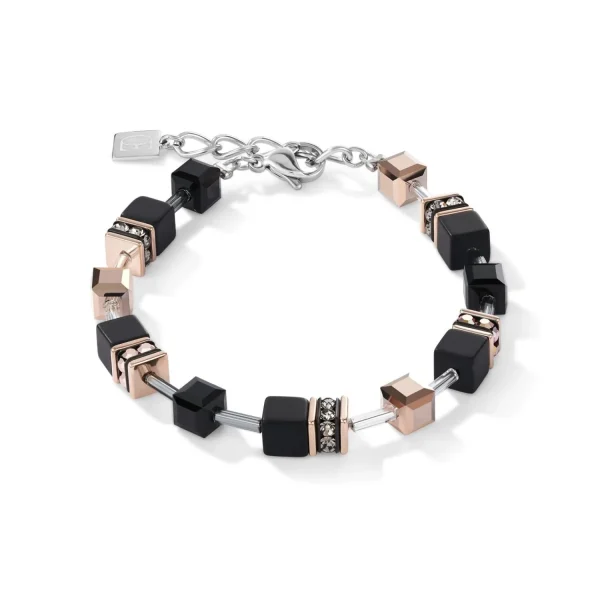 COEUR DE LION Geocube® Armband Onyx Schwarz-Roségold- Geocube® Armbänder