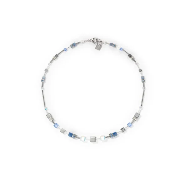 COEUR DE LION Geocube® Fusion Chain Halskette Silber Blau- Multiwear-Halsketten