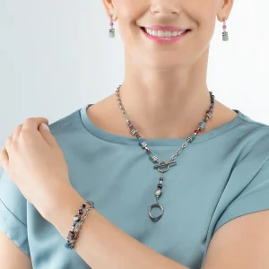 COEUR DE LION Geocube® Fusion Halskette Mehrfarbiger Edelstein- Multiwear-Halsketten