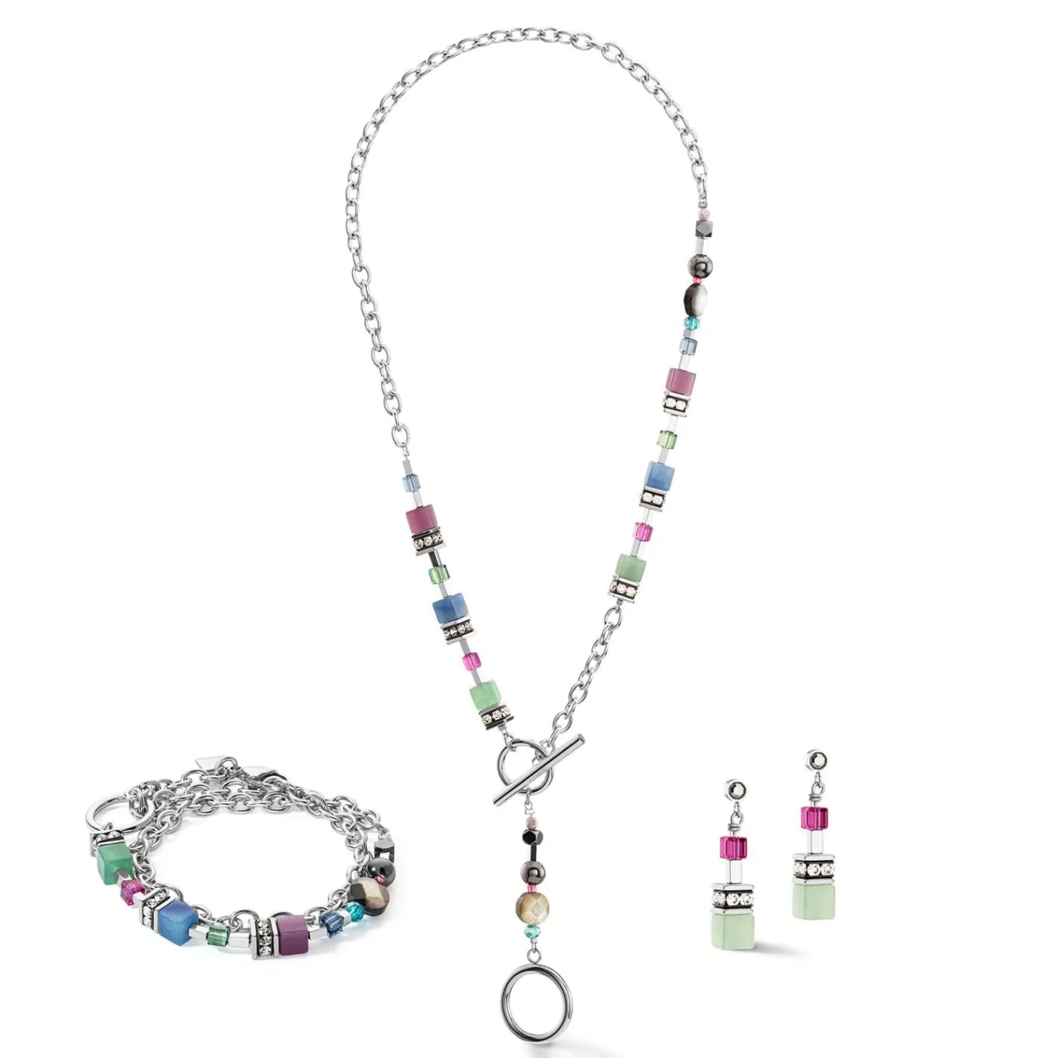 geocube_fusion_ohrringe_m_1.webp COEUR DE LION Geocube® Fusion Ohrringe Mehrfarbiger Edelstein- Geocube® Echtstein