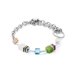 COEUR DE LION Geocube® Iconic Boho Armband Silber-Mehrfarbig- Echter Stein