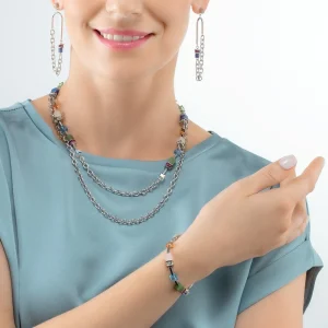 COEUR DE LION Geocube® Iconic Boho Armband Silber-Mehrfarbig- Echter Stein