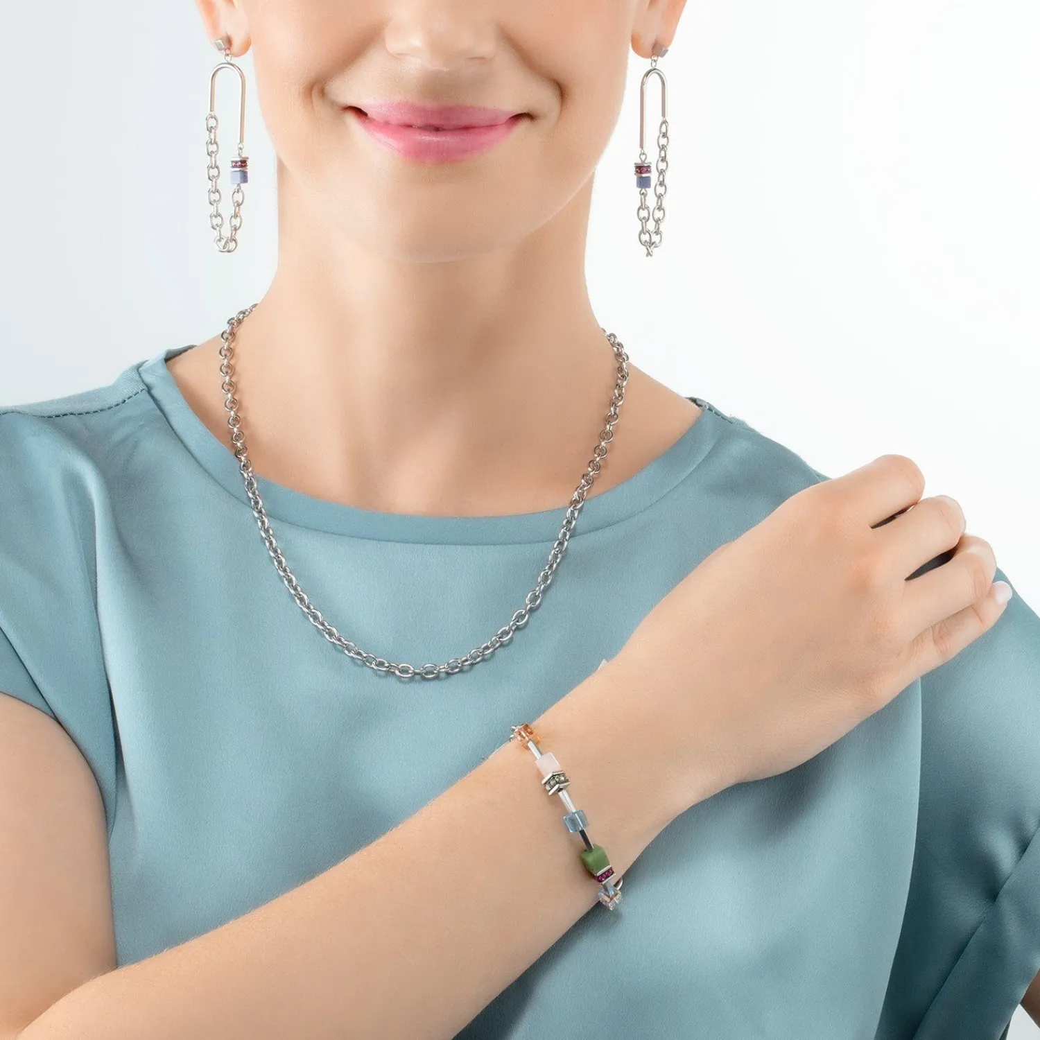 geocube_iconic_boho_armba_3-3.webp COEUR DE LION Geocube® Iconic Boho Armband Silber-Mehrfarbig- Echter Stein