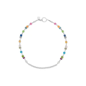 COEUR DE LION Geocube® Iconic Boho Halskette Silber-Mehrfarbig- Multiwear-Halsketten