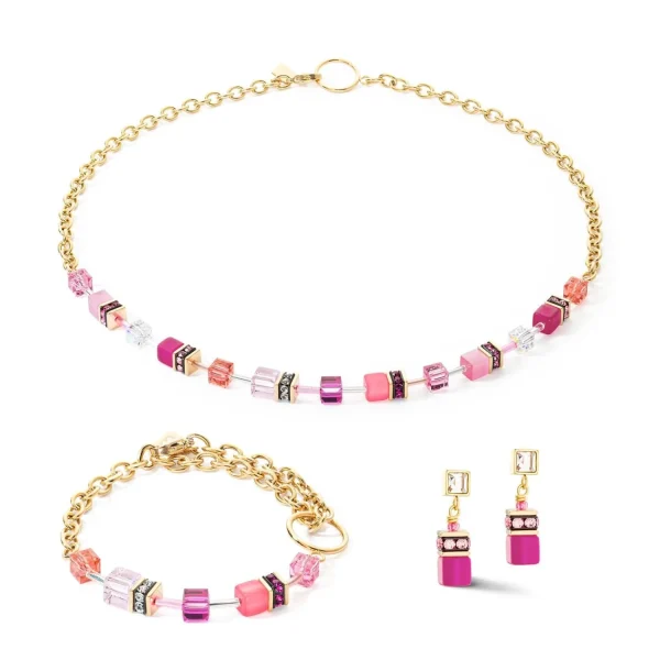 COEUR DE LION Geocube® Iconic Chain Halskette Gold-Magenta- Geocube® Halsketten