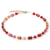 COEUR DE LION Geocube® Iconic Halskette Gold Rot- Festliche Kollektion