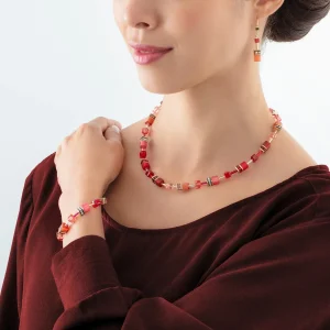 COEUR DE LION Geocube® Iconic Halskette Gold Rot- Geocube® Tone&In&Tone