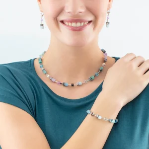 COEUR DE LION Geocube® Iconic Halskette Aqua-Flieder- Geocube® Halsketten