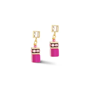 COEUR DE LION Geocube® Iconic Kettenohrringe Gold-Magenta- Ohrstecker