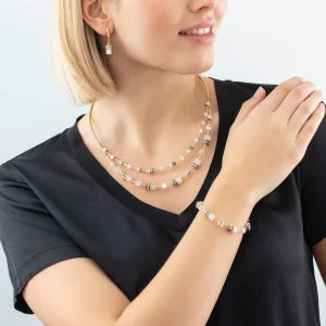 COEUR DE LION Geocube® Iconic Layer Ohrringe Gold-Weiß- Geocube® Ohrringe