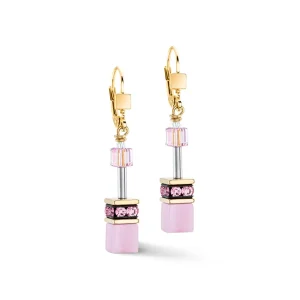 COEUR DE LION Geocube® Iconic Mono Gold Ohrringe Rosa- Geocube® Halsketten