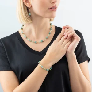 COEUR DE LION Geocube® Iconic Mono Gold Ohrringe Grün- Geocube® Halsketten