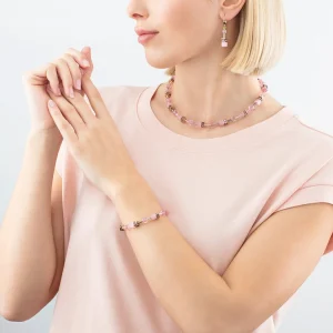 COEUR DE LION Geocube® Iconic Mono Gold Ohrringe Rosa- Ohrhänger