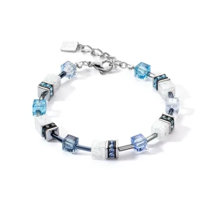 COEUR DE LION Geocube® Iconic Nature Armband Blau Weiß- Echter Stein