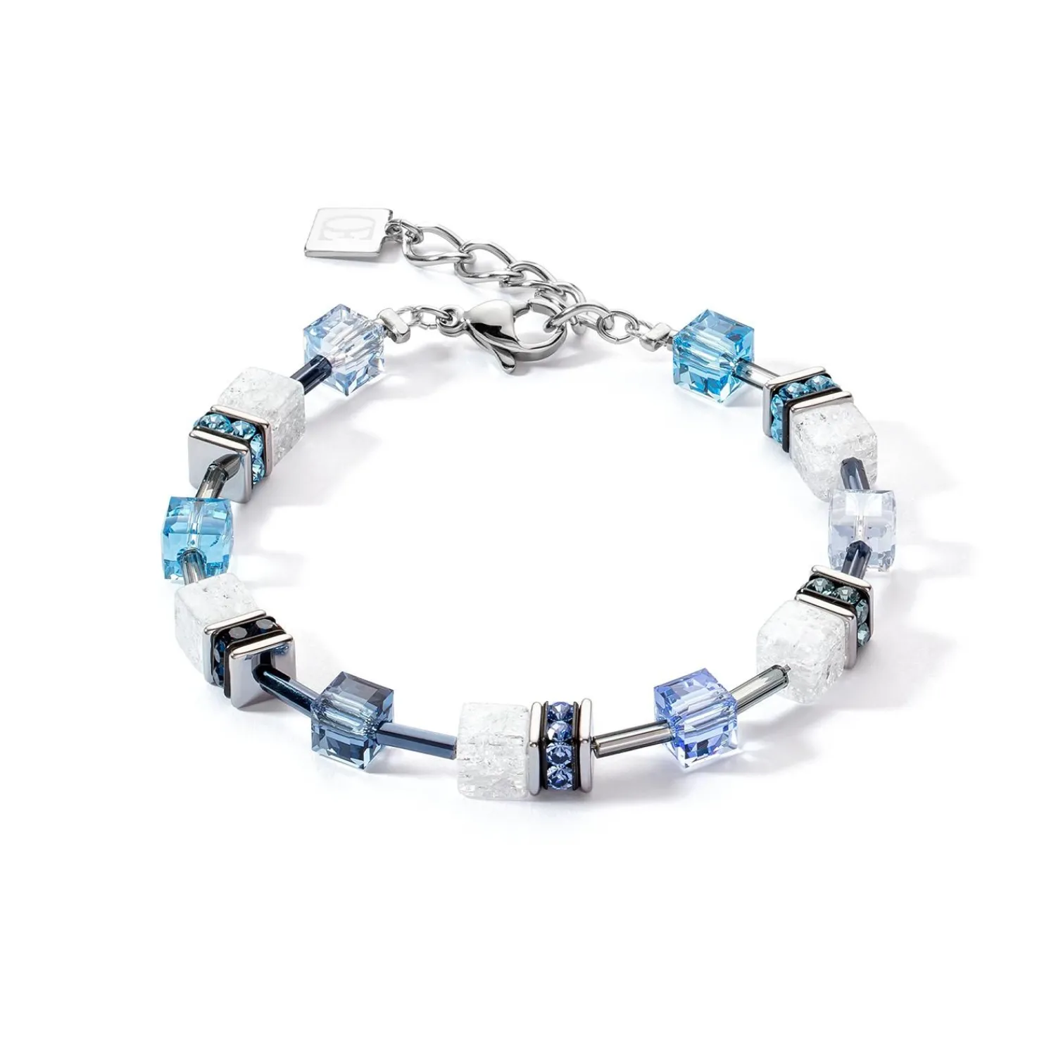 geocube_iconic_nature_arm_0-3.webp COEUR DE LION Geocube® Iconic Nature Armband Blau Weiß- Echter Stein