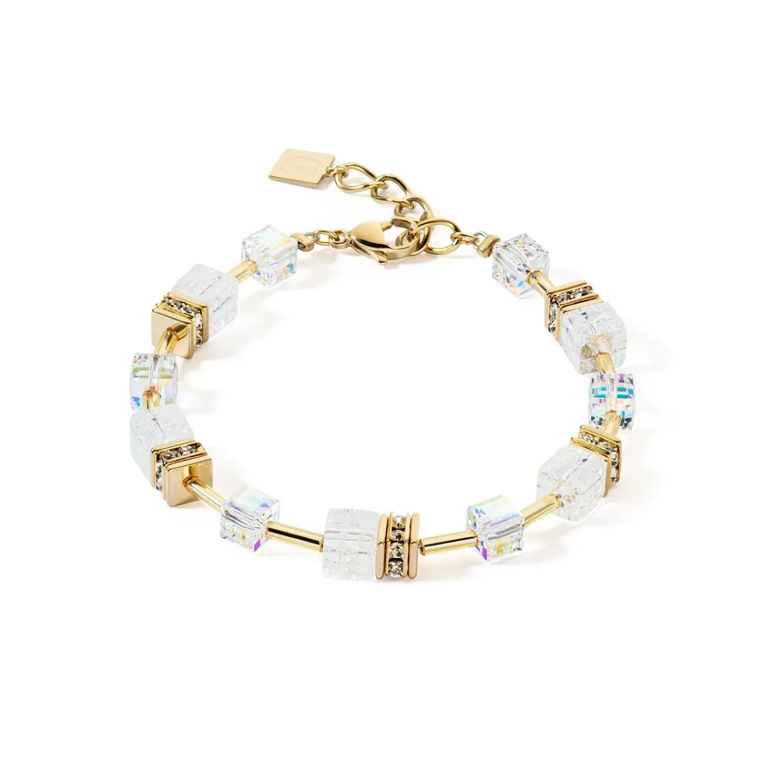 geocube_iconic_nature_arm_0-4.webp COEUR DE LION Geocube® Iconic Nature Armband Gold Weiß- Echter Stein