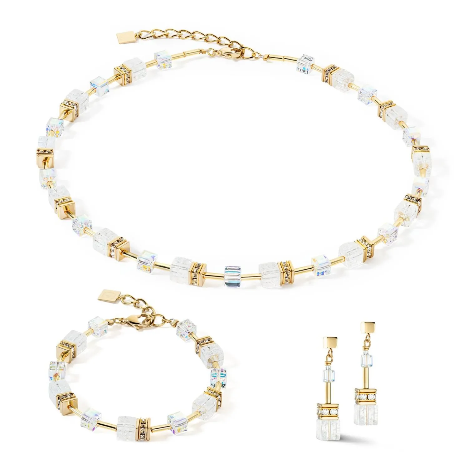 geocube_iconic_nature_arm_1-4.webp COEUR DE LION Geocube® Iconic Nature Armband Gold Weiß- Echter Stein