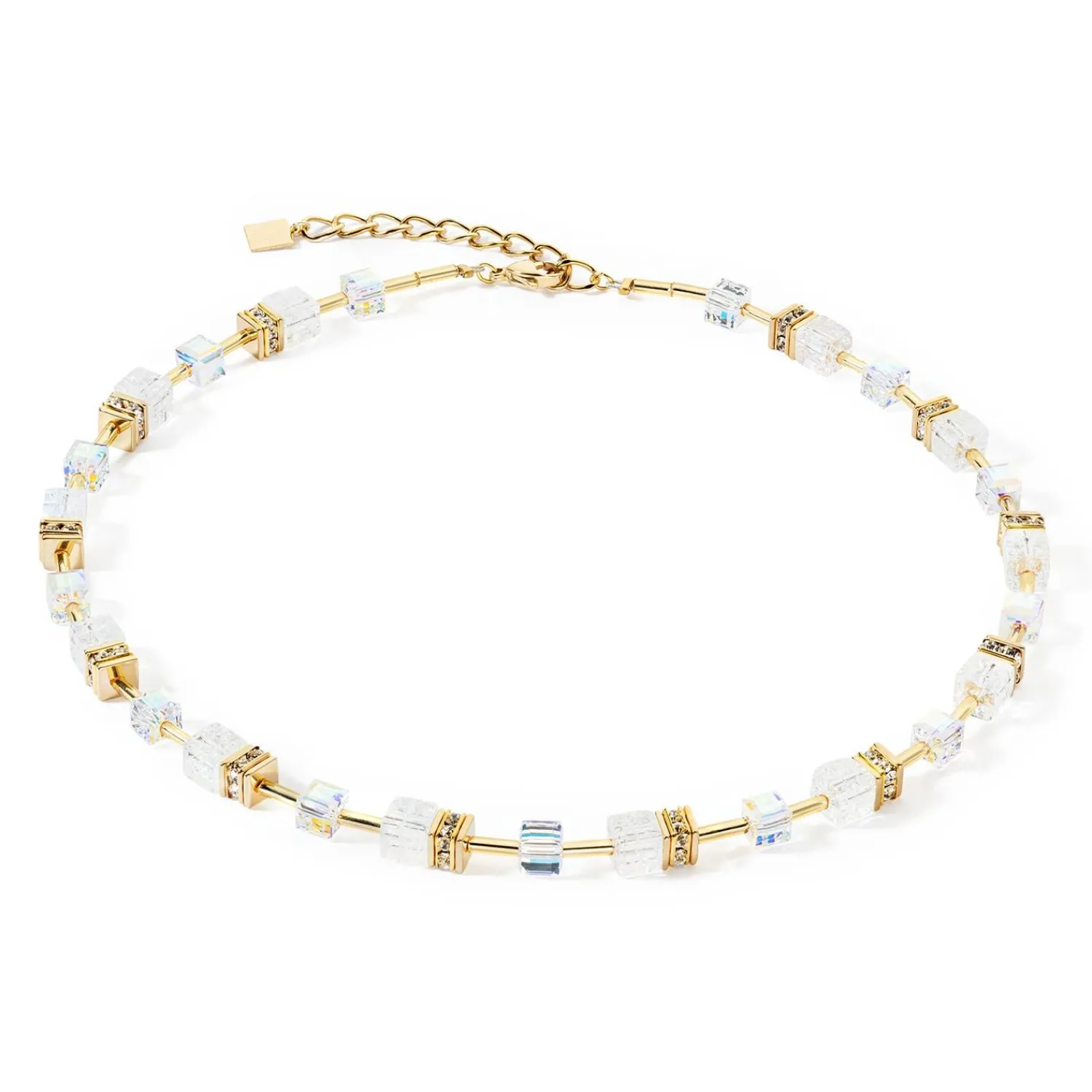 geocube_iconic_nature_hal_0-1.webp COEUR DE LION Geocube® Iconic Nature Halskette Gold Weiß- Geocube® Echtstein