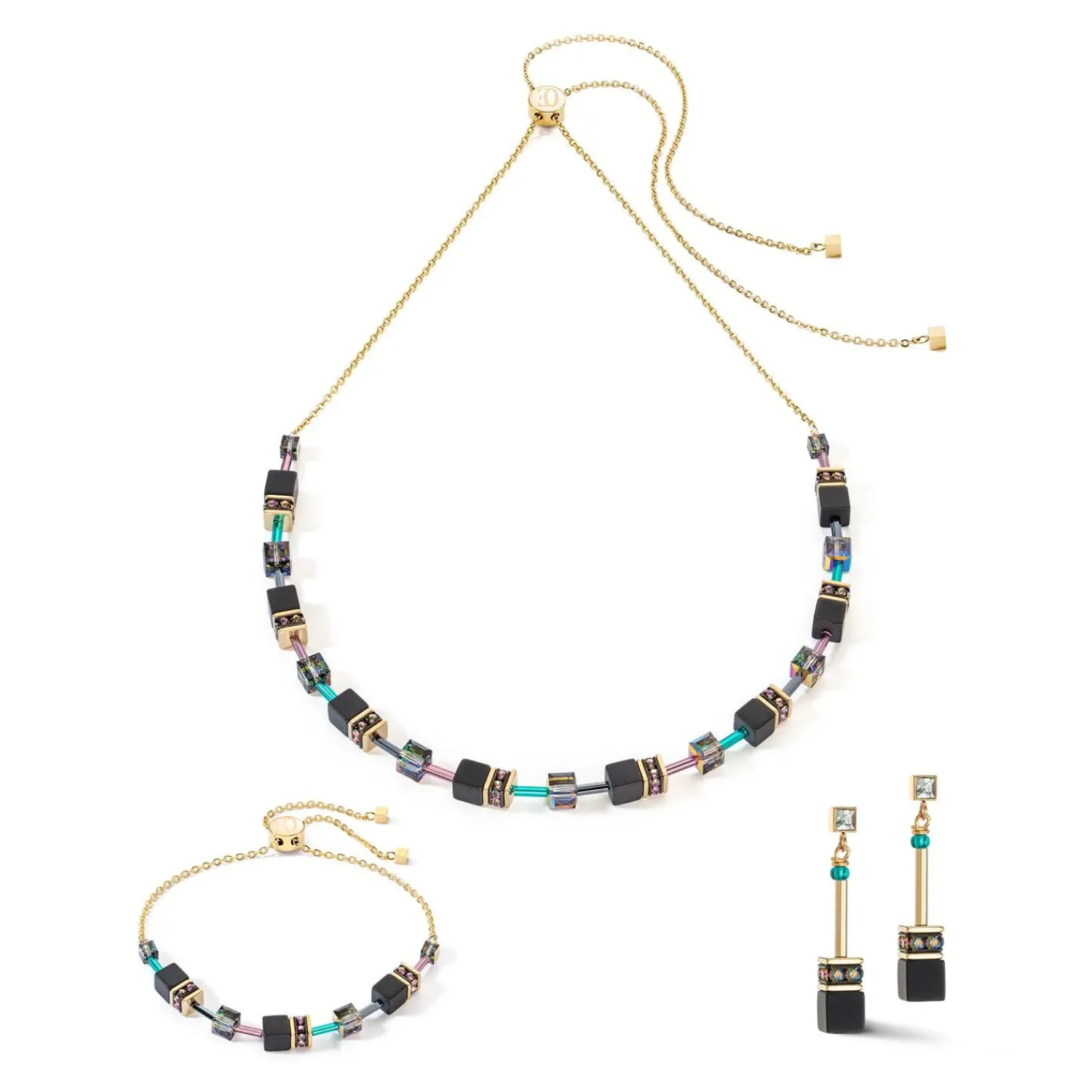 geocube_iconic_nature_ket_1-22.webp COEUR DE LION Geocube® Iconic Nature Kettenarmband Schwarz Mehrfarbig- Echter Stein