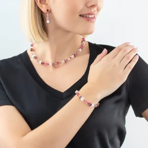 COEUR DE LION Geocube® Iconic Nature Ohrringe Rosa Weiß- Ohrstecker